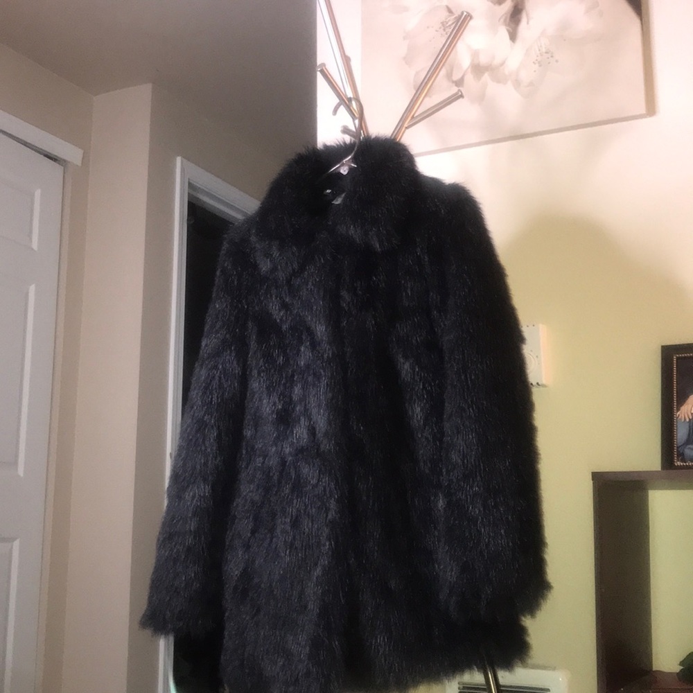 Black long fur coat